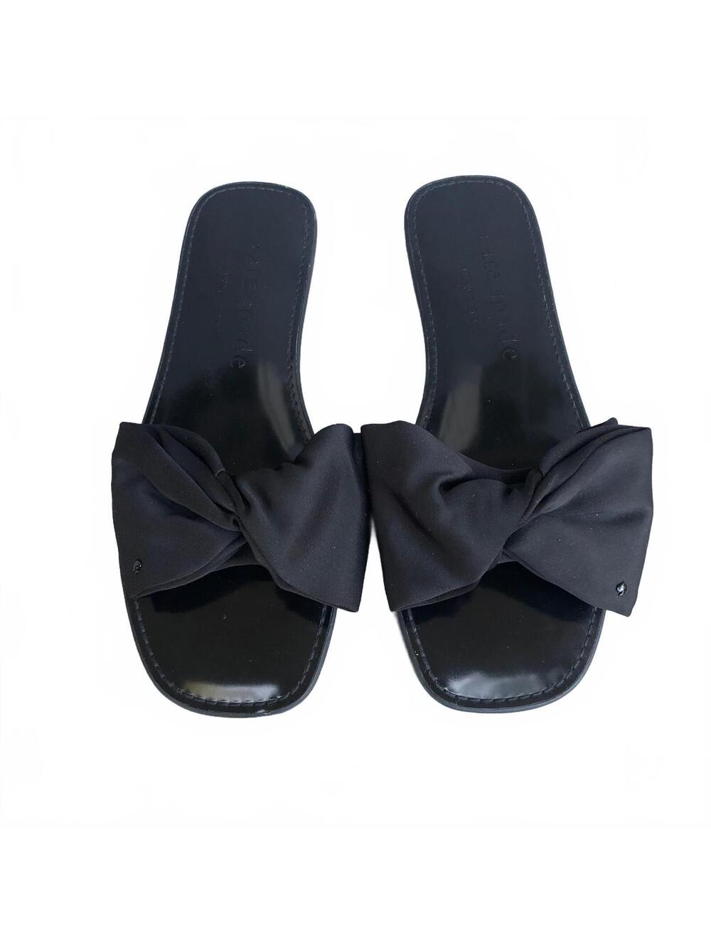 Kate Spade New York Black Bikini Bow Slide Sandals Size 11 B